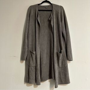 Barefoot Dreams CozyChic Ultra Lite Wide Collar Jacket Cardigan Sweater Carbon